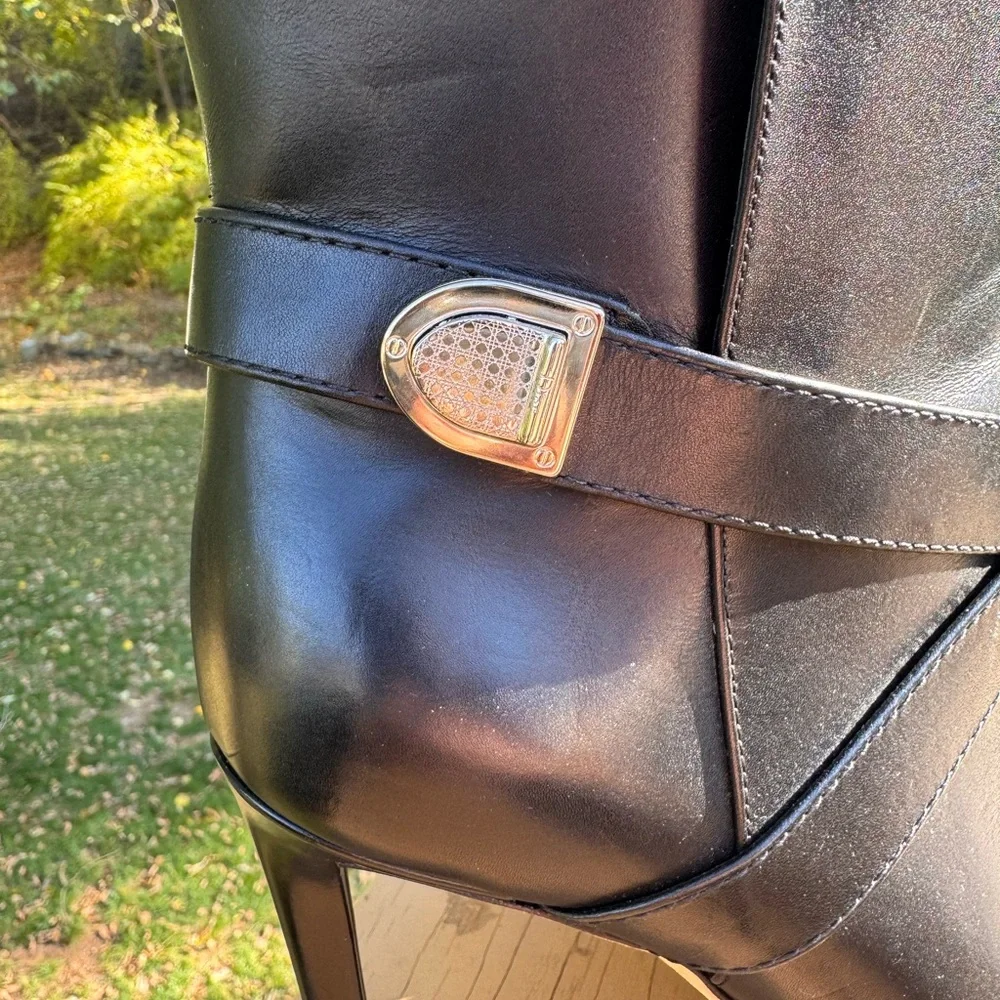 Christian Dior Black Ankle Leather Boots w Silver Buckle Size 40 - Picture 3 of 16